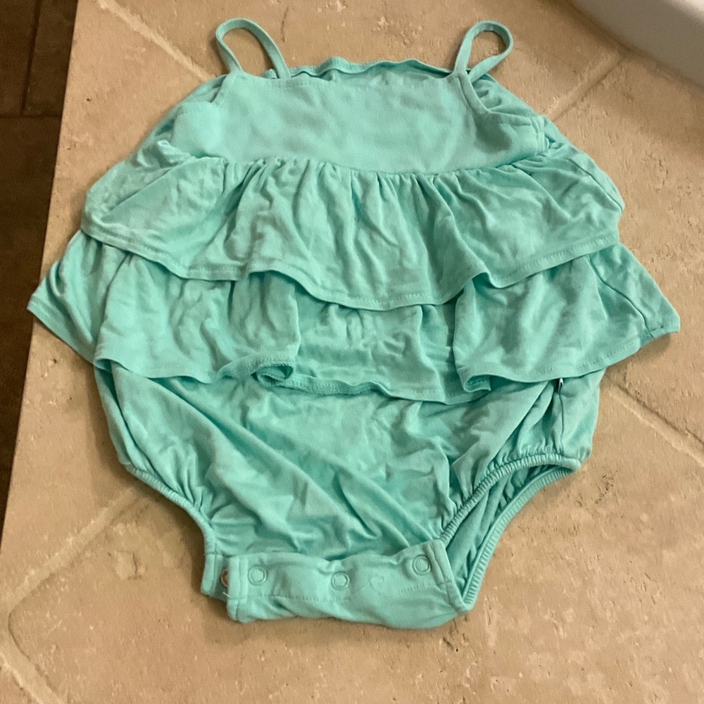 Posh Peanut Mint ruffled romper